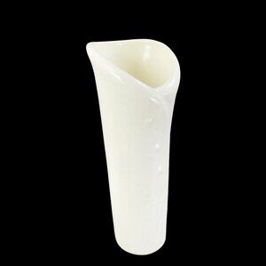 Antique White Glazed Pottery Bud Vase Flower Shaped Vessel Vase Ceramic USA VTG